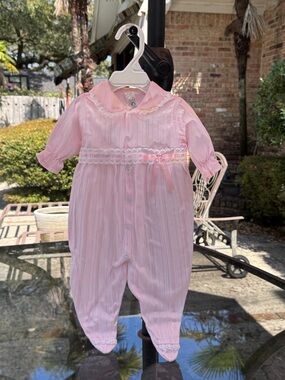 Gerber Pink Lace Trim Baby Footie One-Piece
